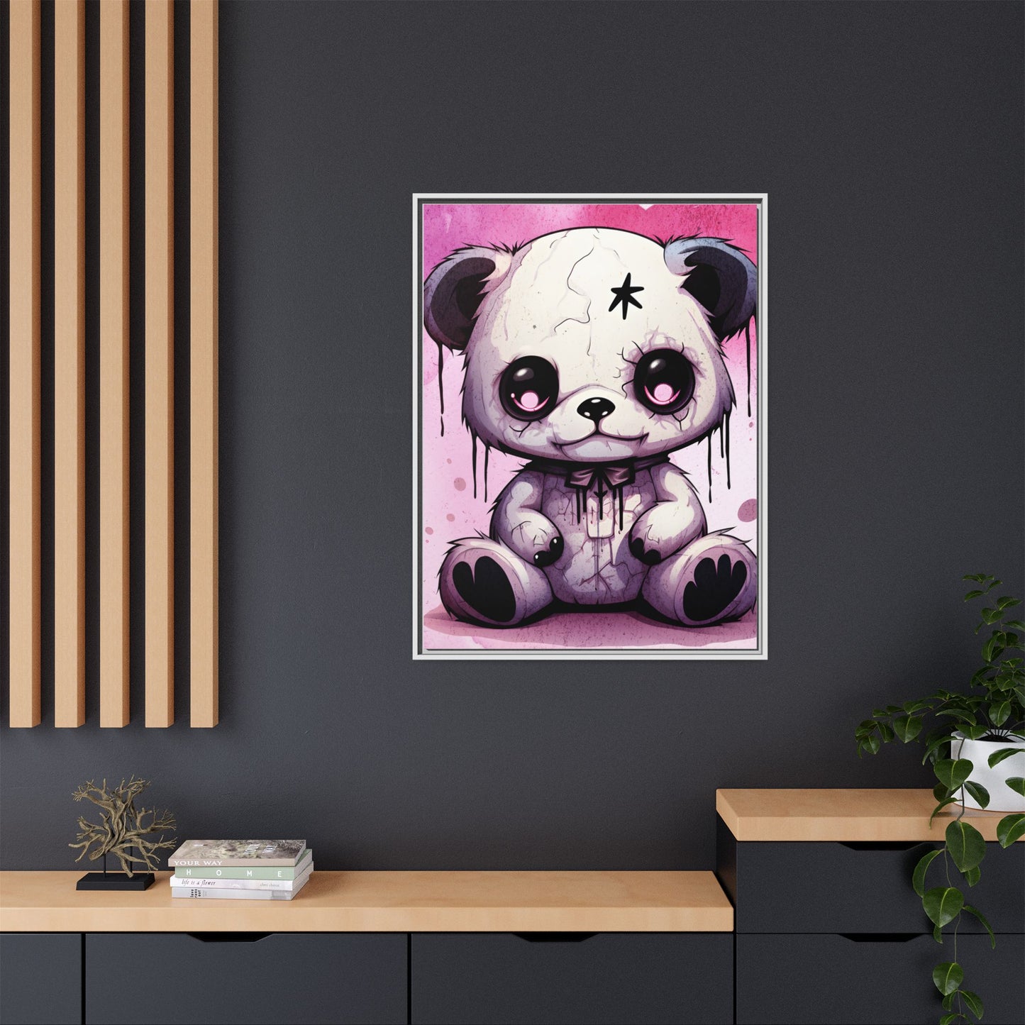 Hauntingly Sweet Teddy - Gothic Framed Matte Canvas Print