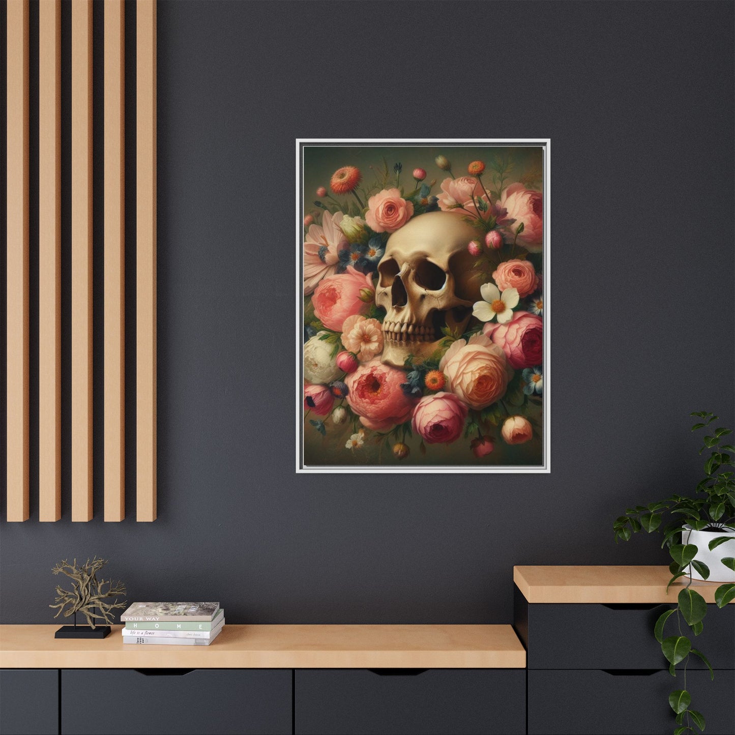 Death in Bloom - Gothic Framed Matte Canvas Print