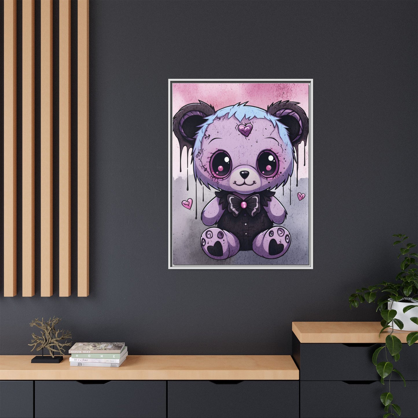 Ethereal Heart Teddy - Gothic Framed Matte Canvas Print