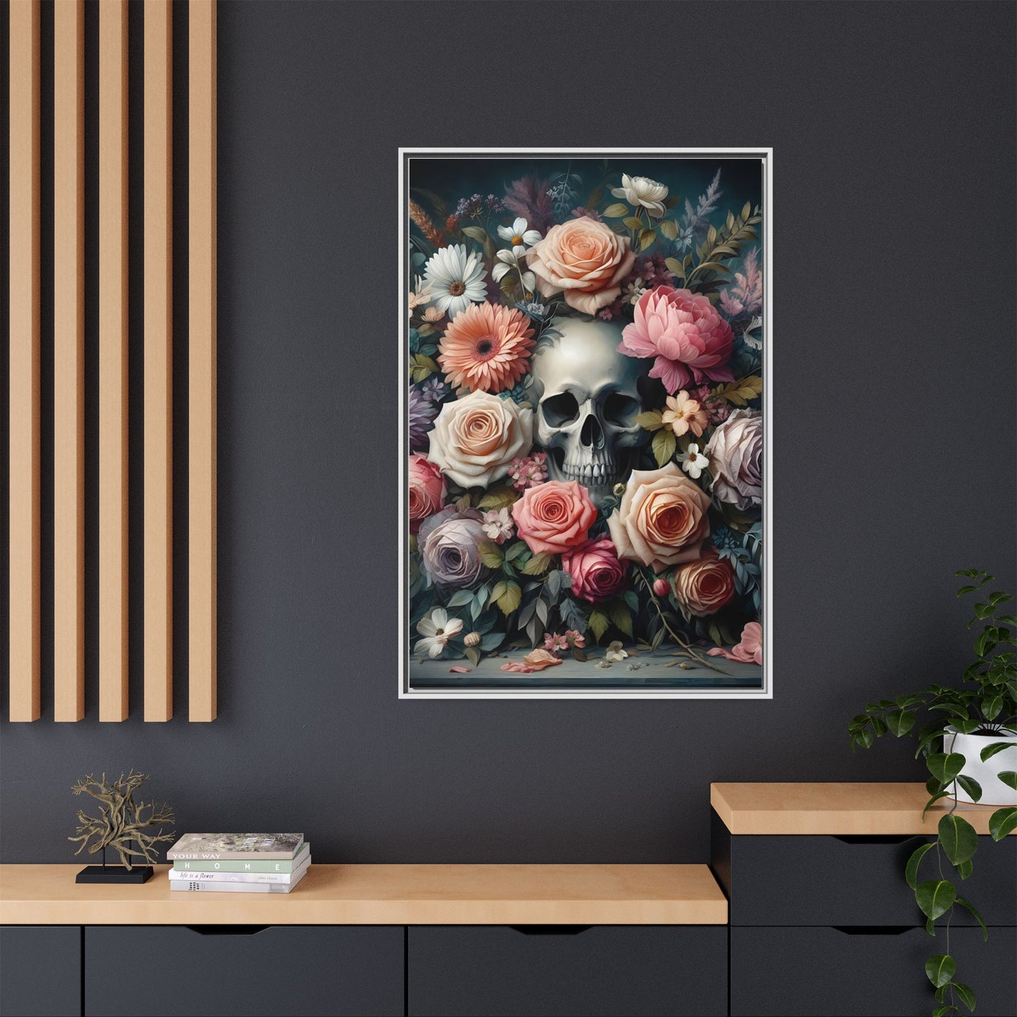 Bones & Blooms - Framed Matte Canvas Print