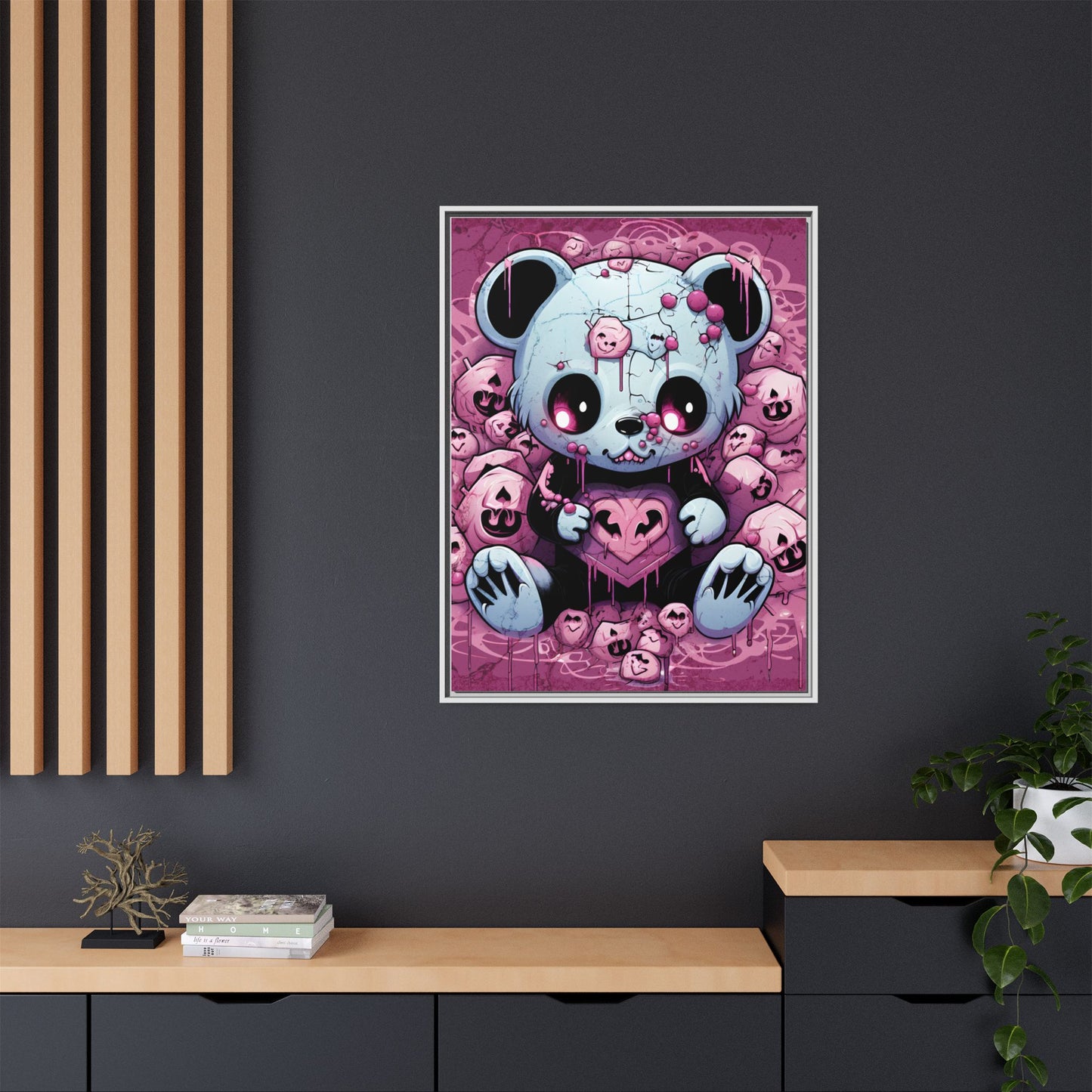 Shattered Love Teddy - Framed Matte Canvas Print