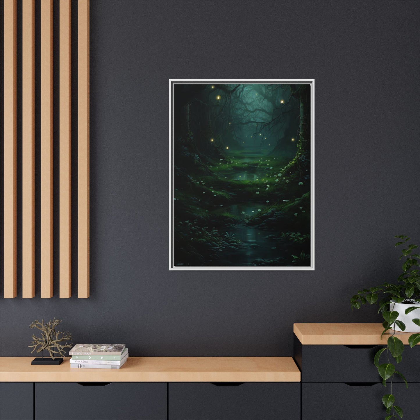 Fireflies and Flowers - Gothic Framed Matte Canvas Print