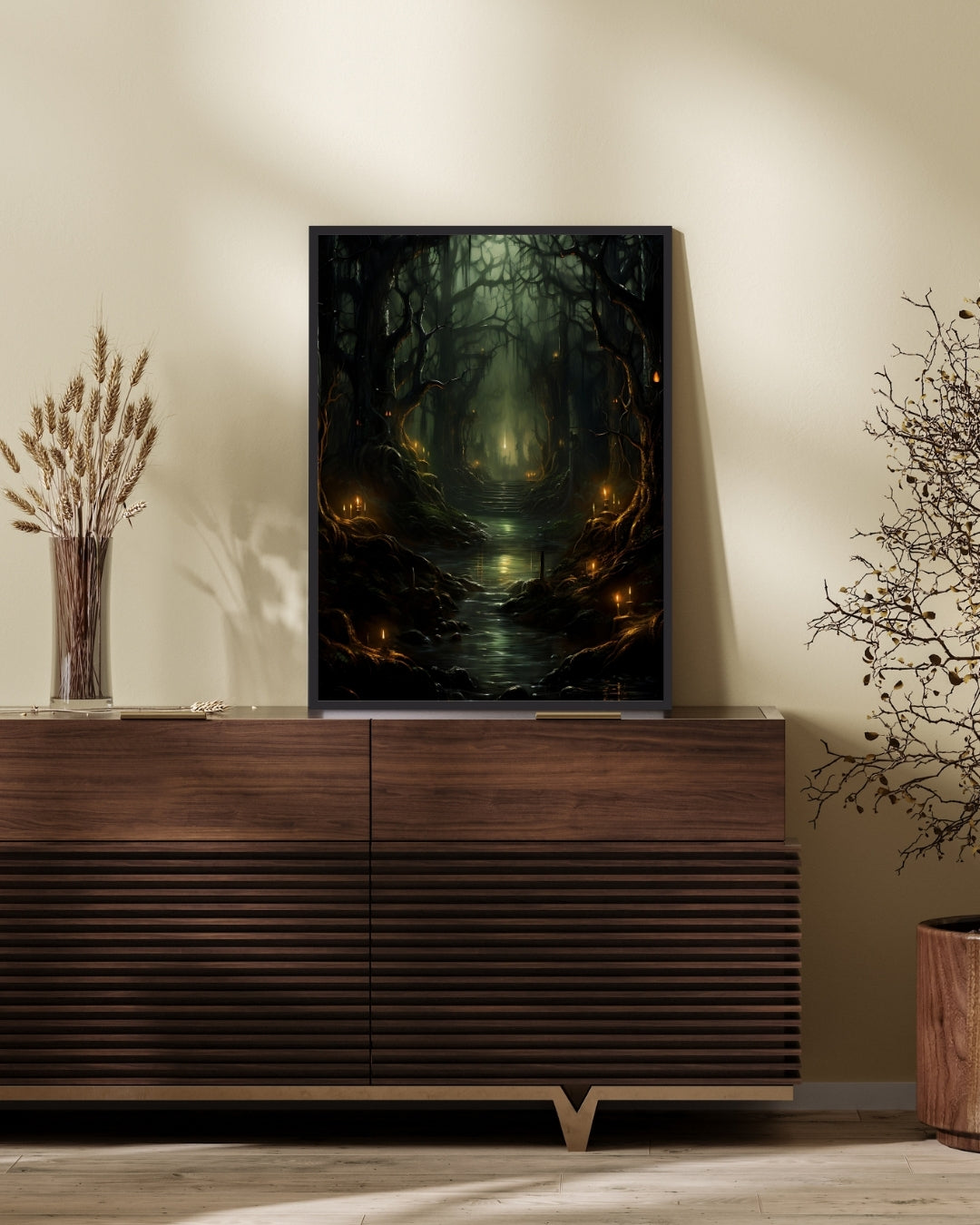 Golden River - Framed Matte Canvas Wall Art