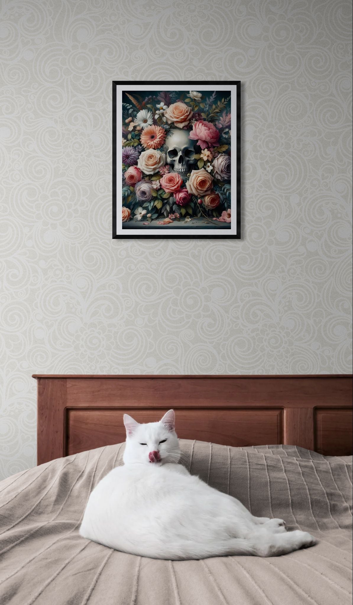 Bones & Blooms - Framed Matte Canvas Print