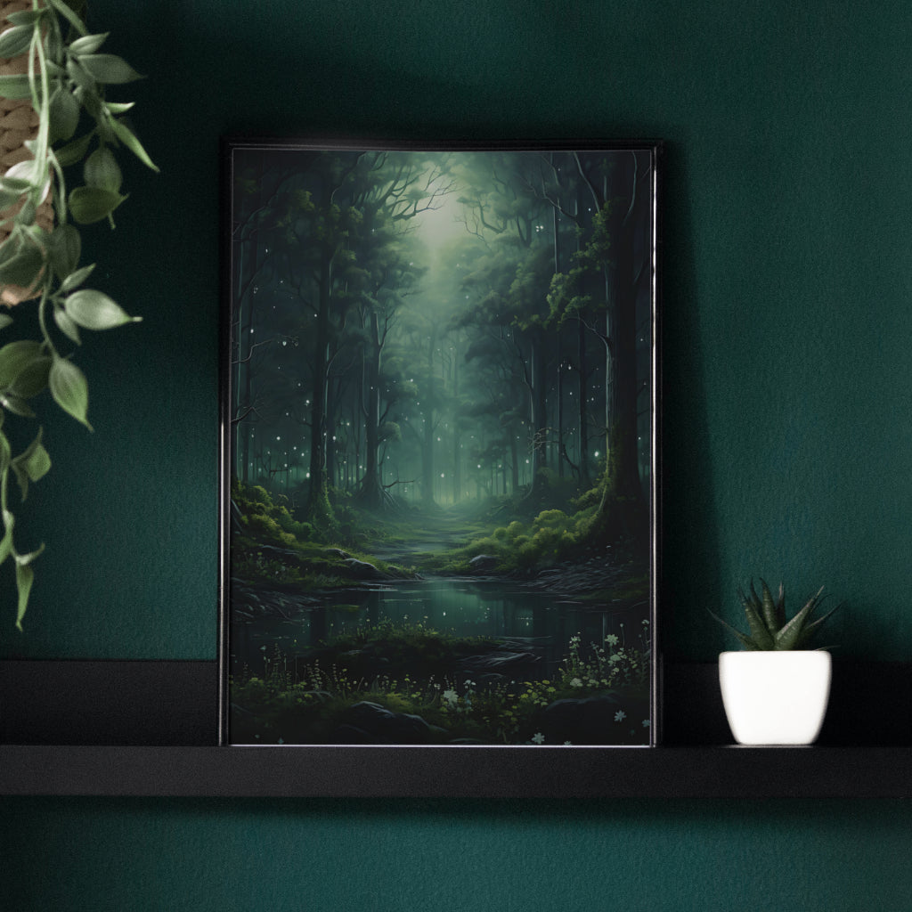 Fireflies - Gothic Framed Matte Canvas Print
