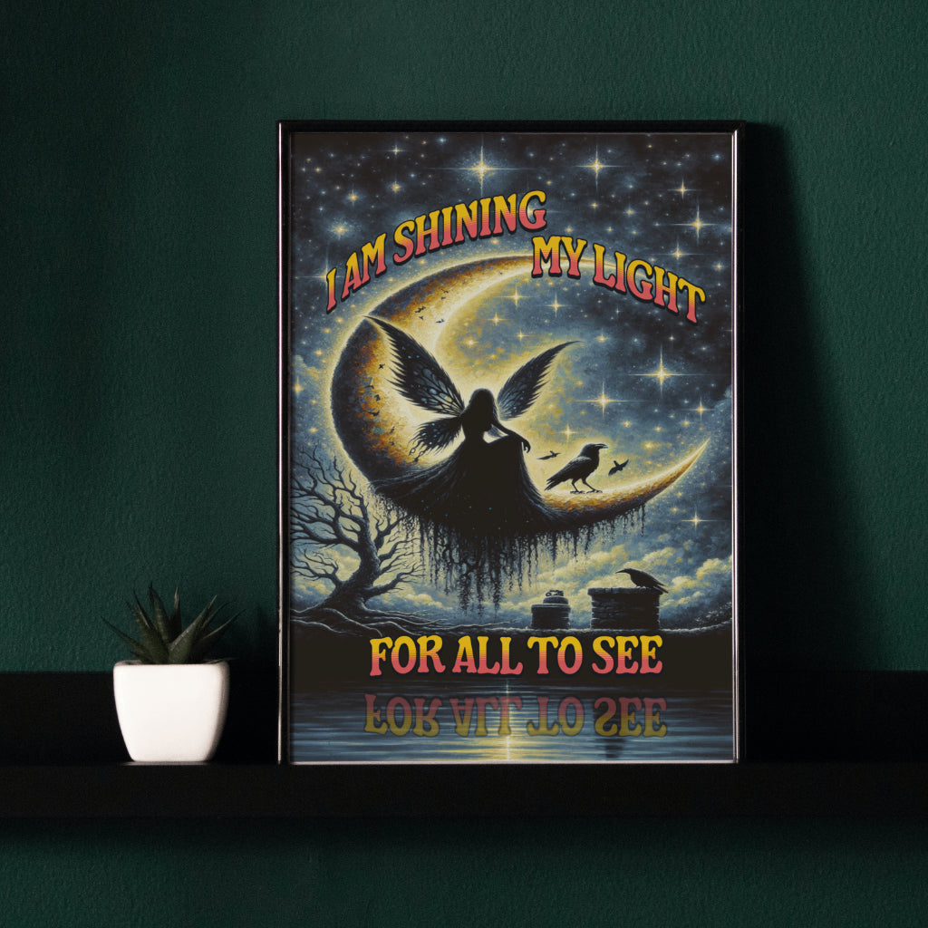 I am Shining my Light - Framed Matte Canvas Wall Art