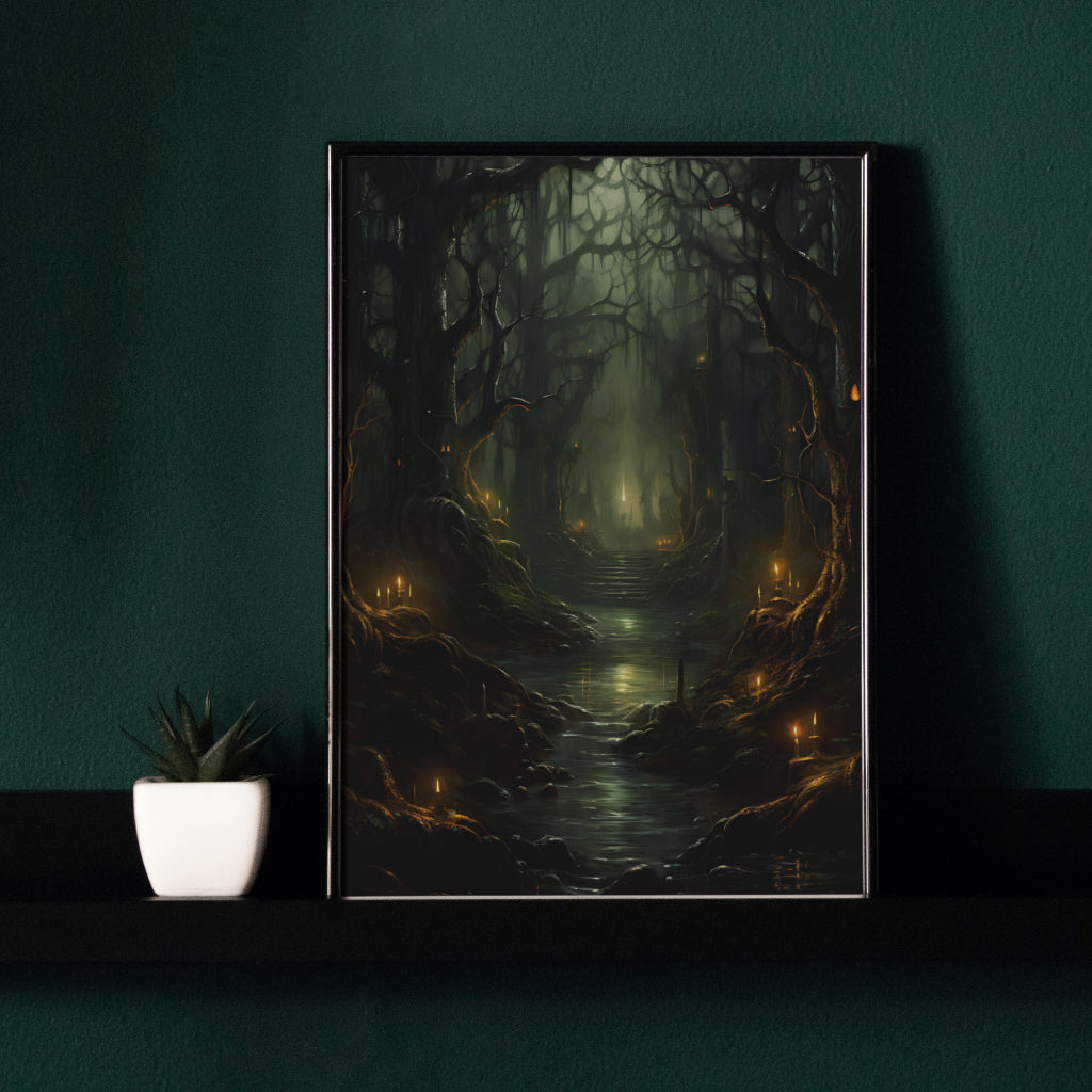 Golden River - Framed Matte Canvas Wall Art