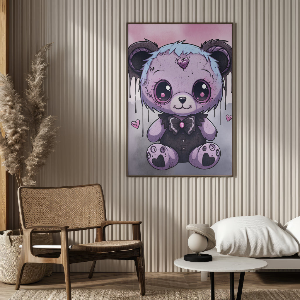 Ethereal Heart Teddy - Gothic Framed Matte Canvas Print