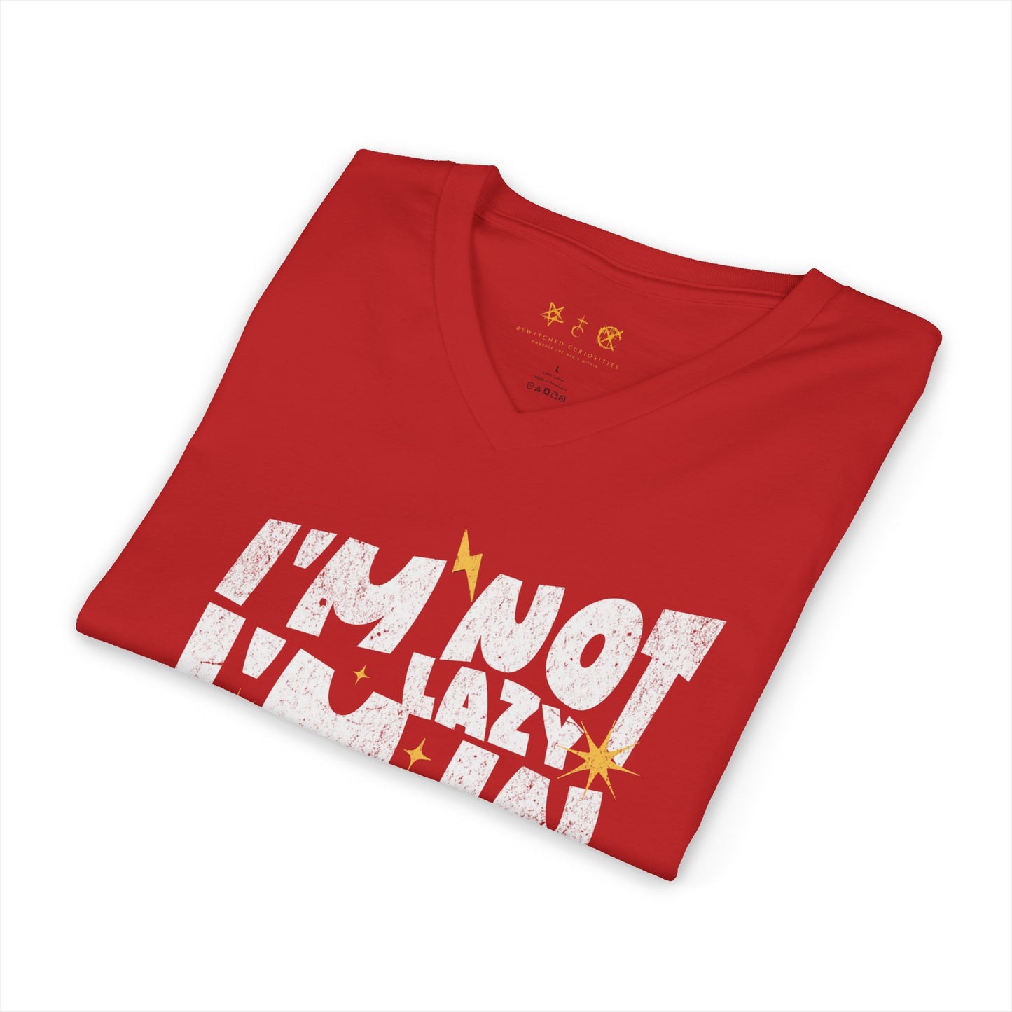 I'm Not Lazy - Unisex Jersey Short Sleeve V-Neck Tee