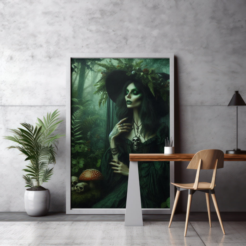 Forest Enchantress - Gothic Framed Matte Canvas Print