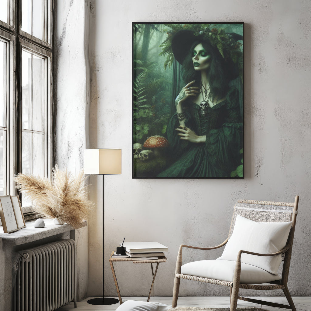 Forest Enchantress - Gothic Framed Matte Canvas Print