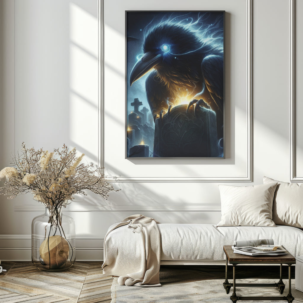 Graveyard Sentinel - Framed Matte Canvas Art
