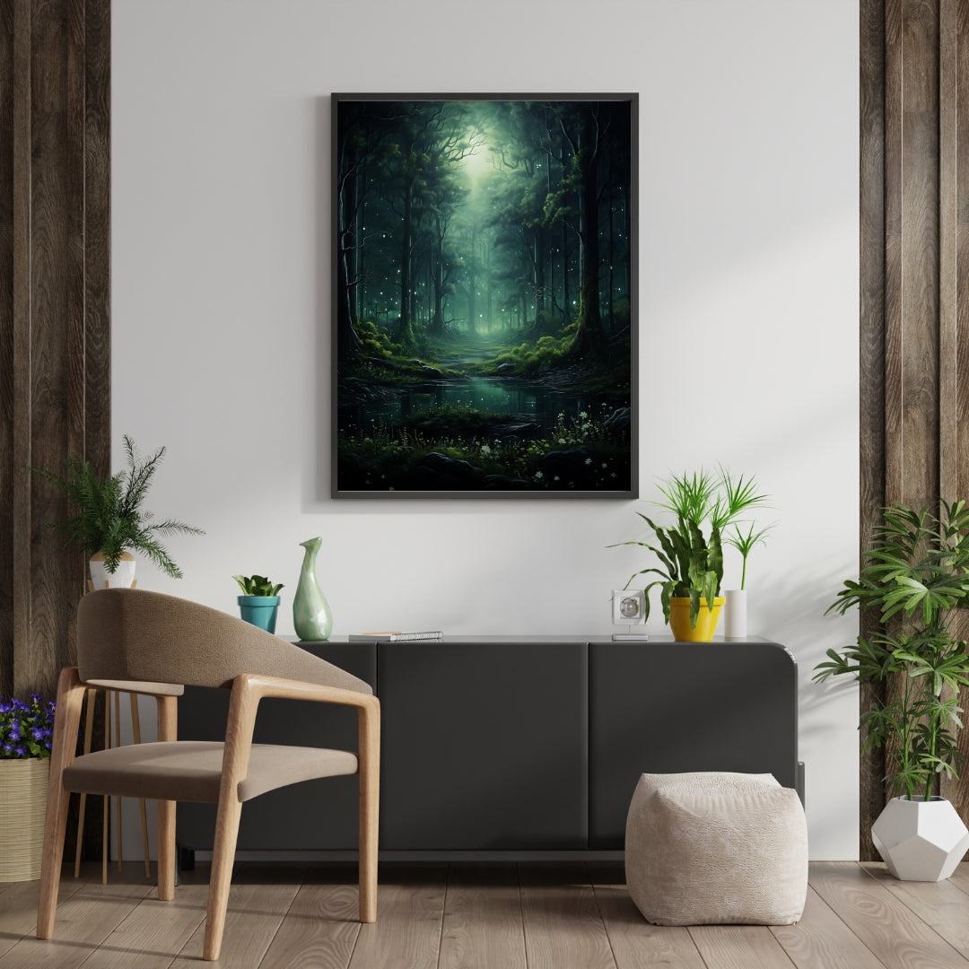 Fireflies - Gothic Framed Matte Canvas Print
