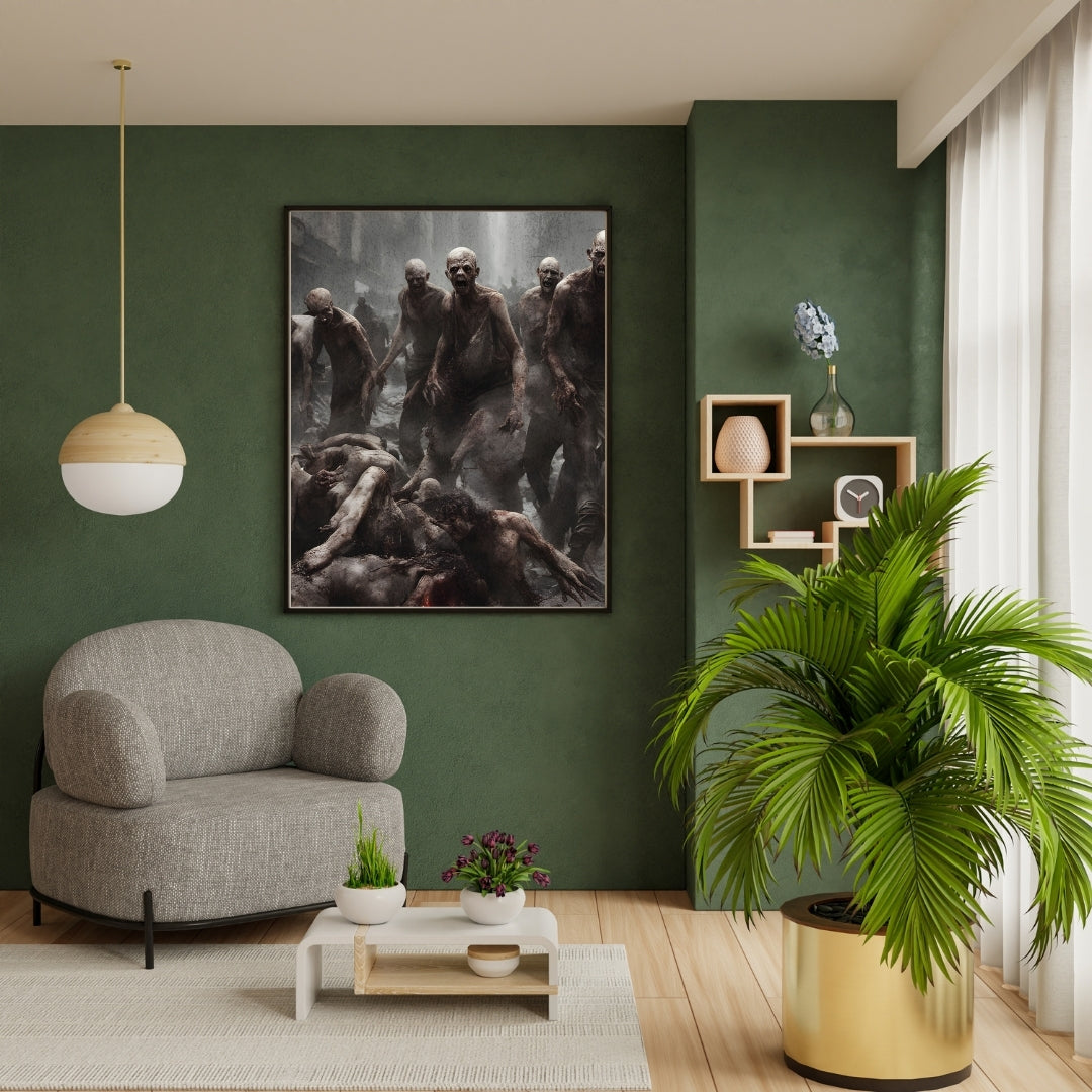 The Horde Approaches - Framed Matte Canvas Print
