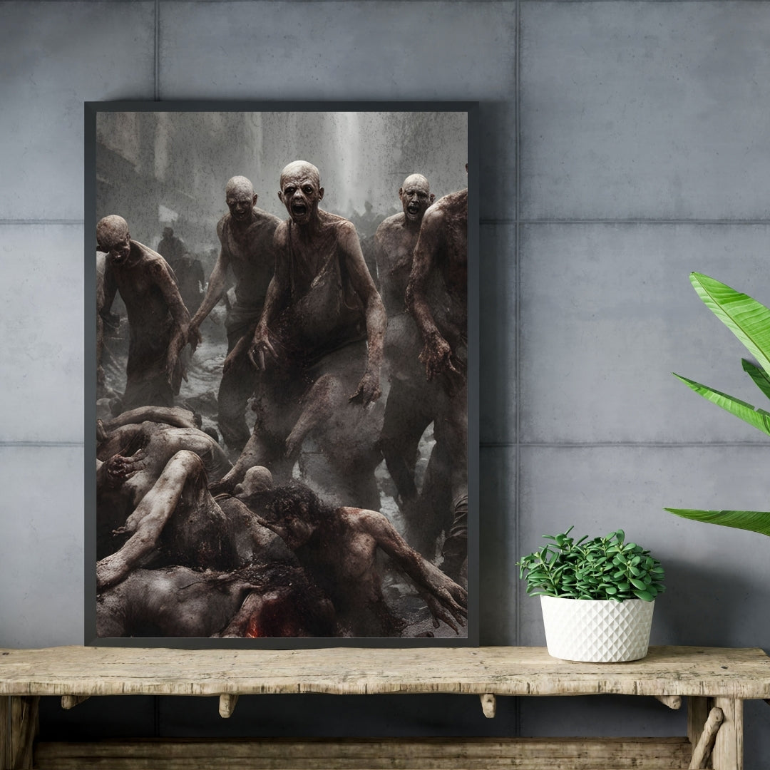 The Horde Approaches - Framed Matte Canvas Print