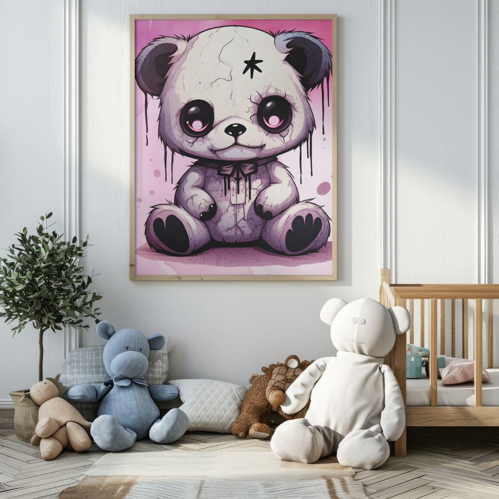 Hauntingly Sweet Teddy - Gothic Framed Matte Canvas Print