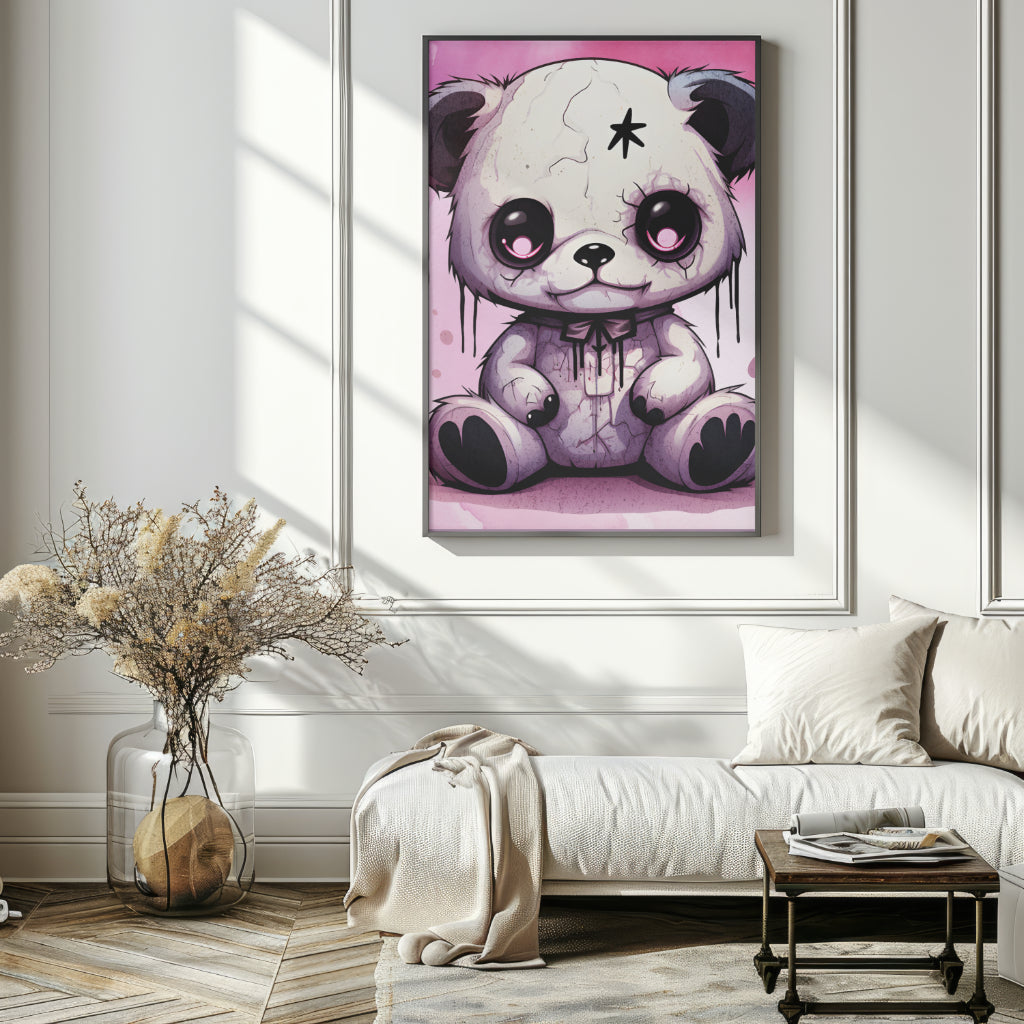 Hauntingly Sweet Teddy - Gothic Framed Matte Canvas Print