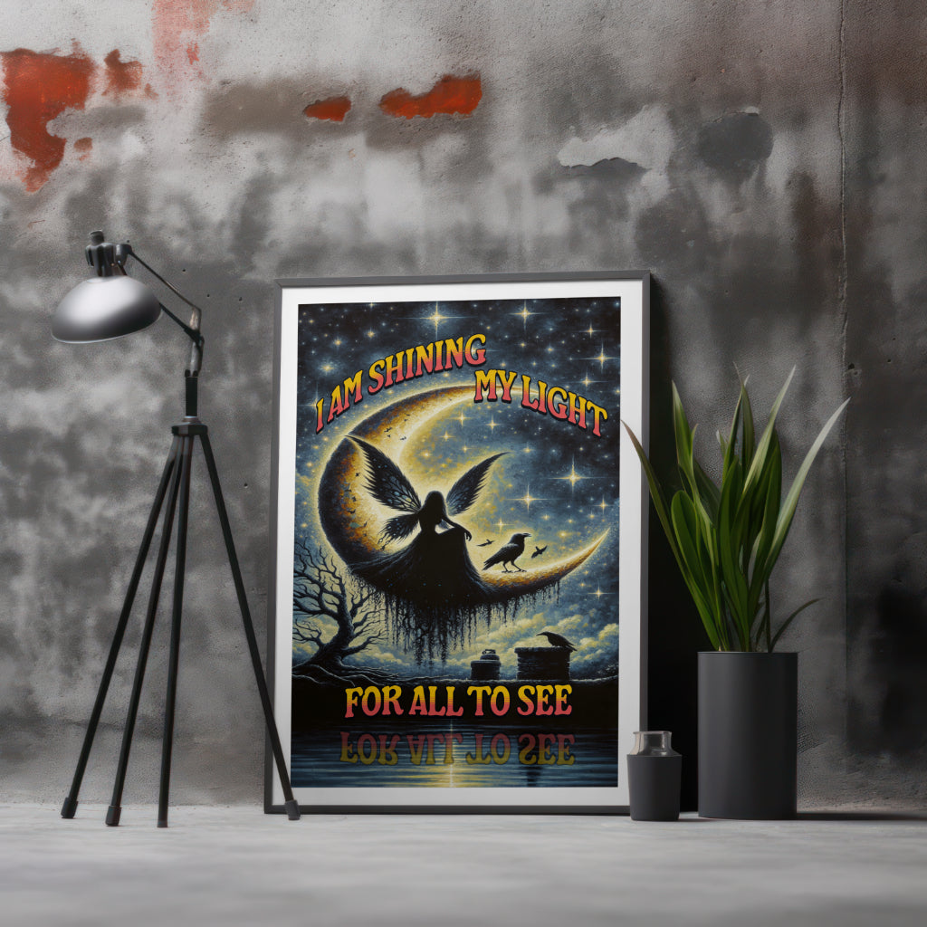 I am Shining my Light - Framed Matte Canvas Wall Art