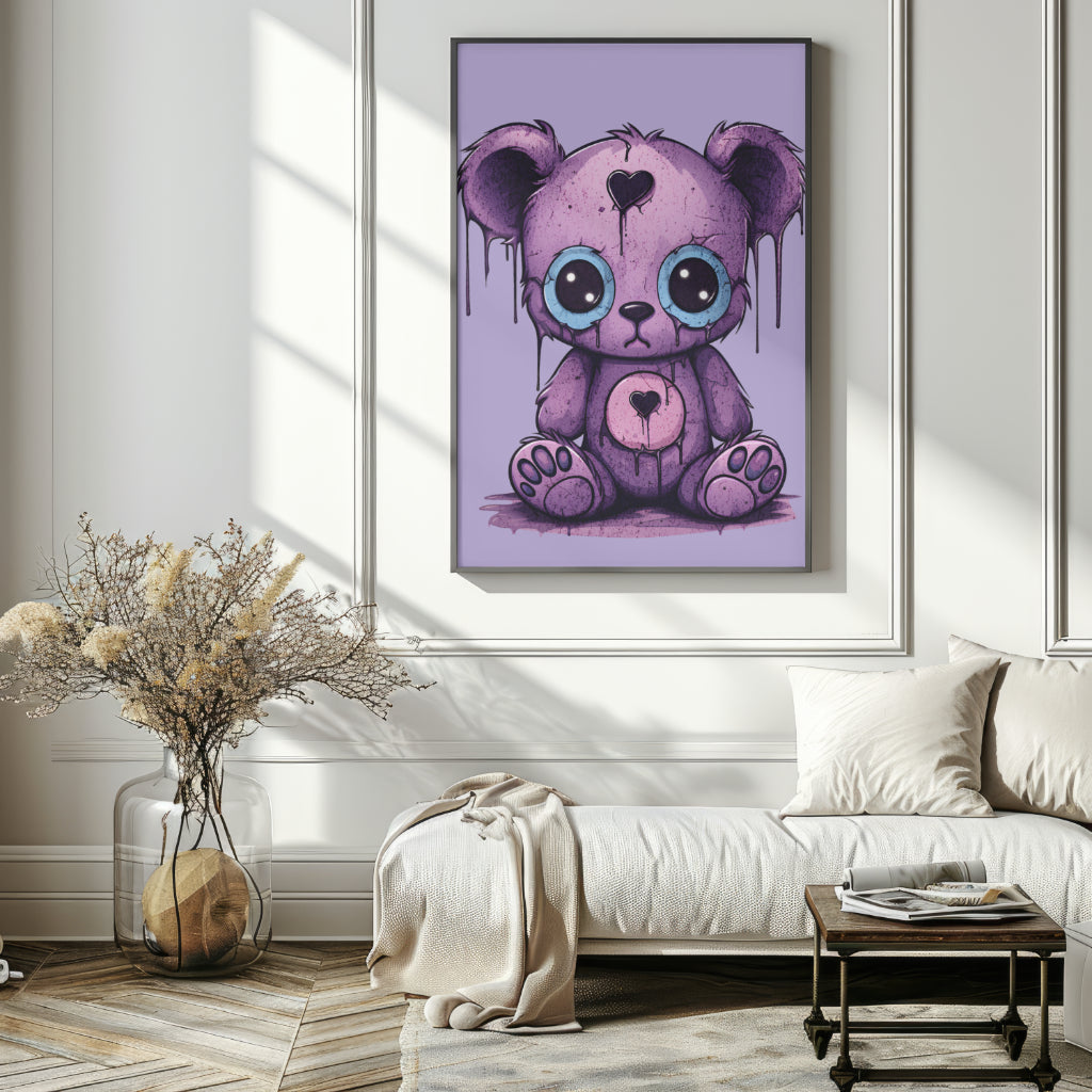 Melancholy Teddy - Framed Matte Canvas Print
