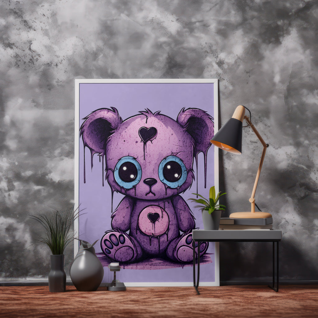 Melancholy Teddy - Framed Matte Canvas Print