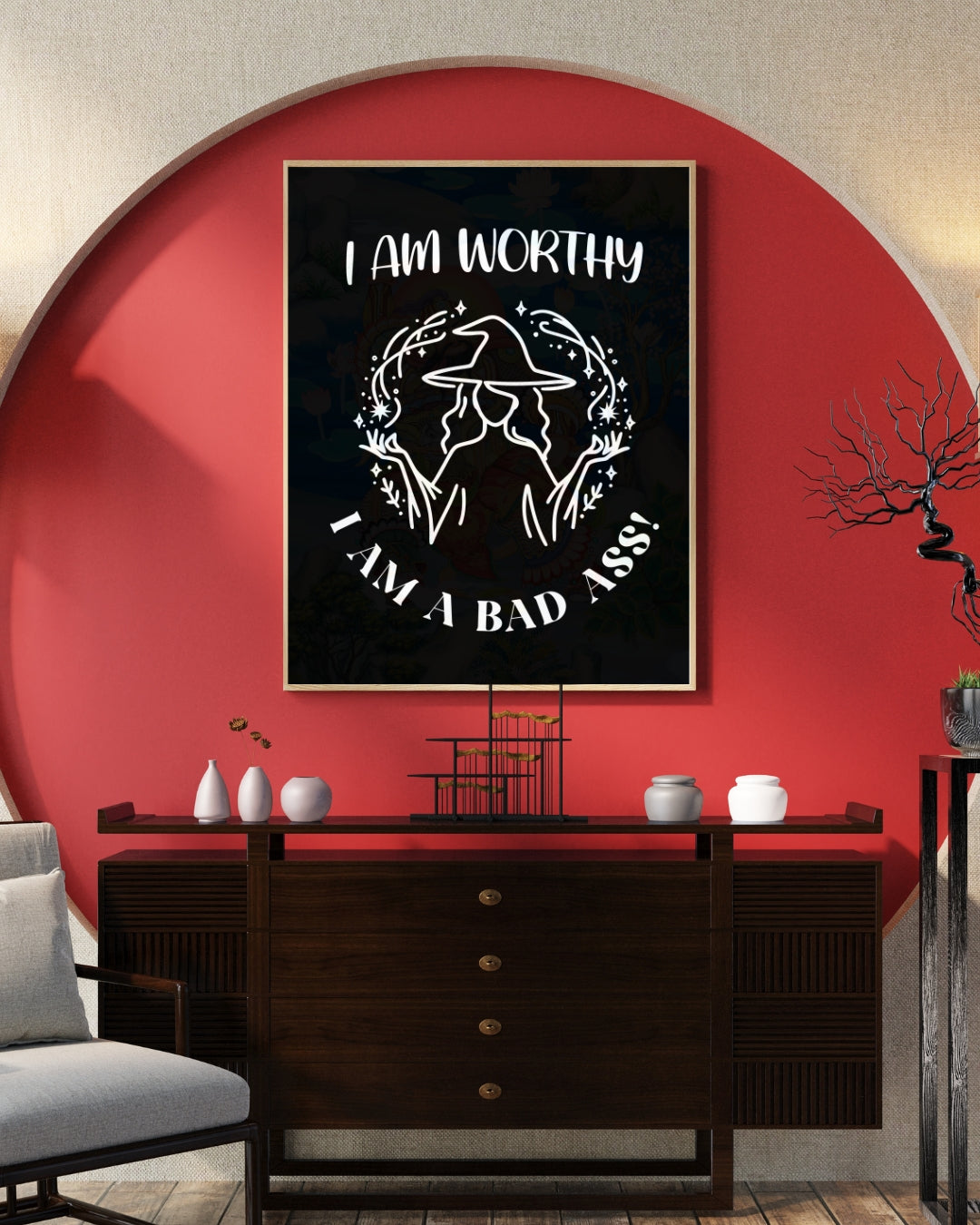 I am Worthy - Gothic Positive Affirmation Framed Matte Canvas Print
