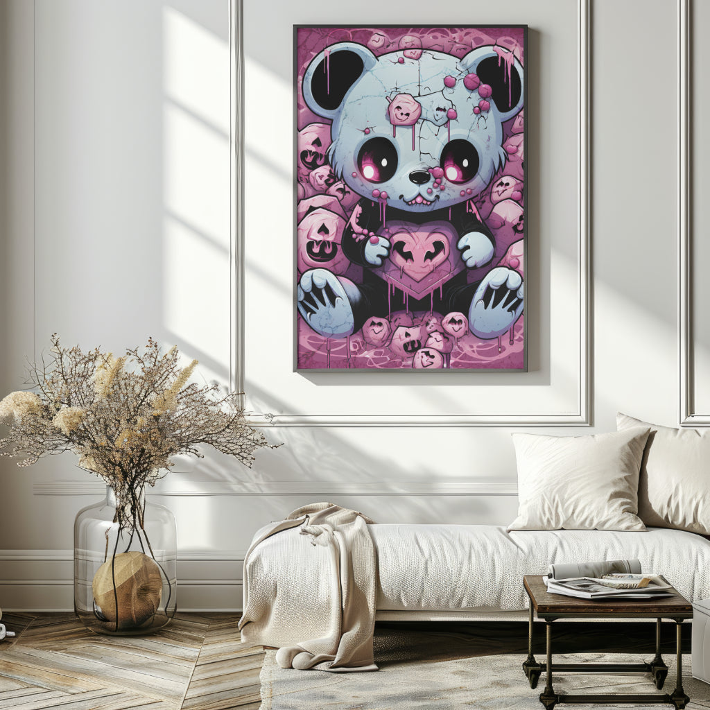Shattered Love Teddy - Framed Matte Canvas Print