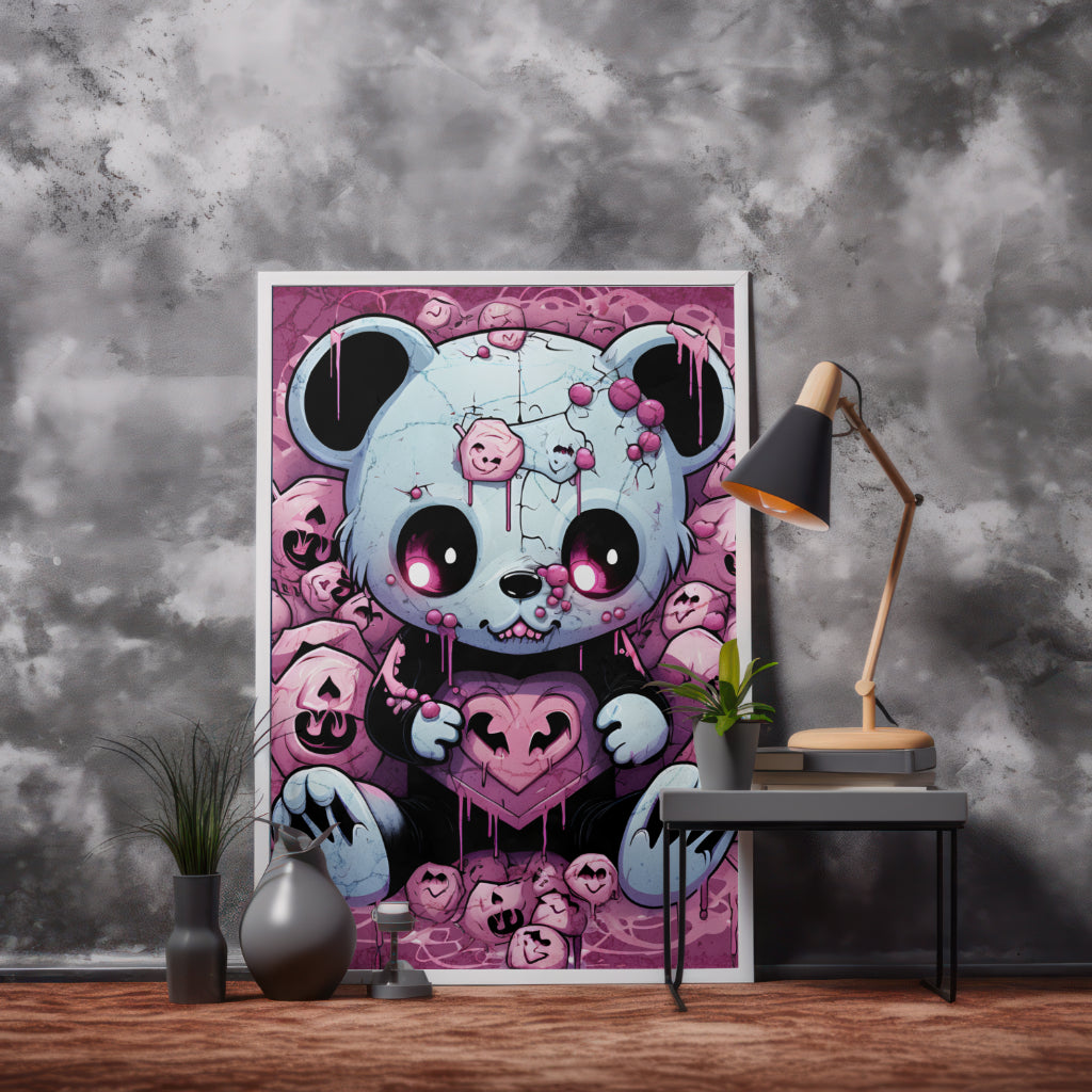 Shattered Love Teddy - Framed Matte Canvas Print