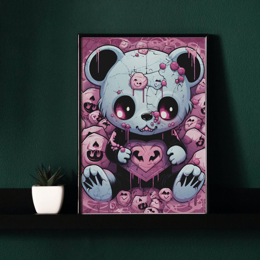 Shattered Love Teddy - Framed Matte Canvas Print