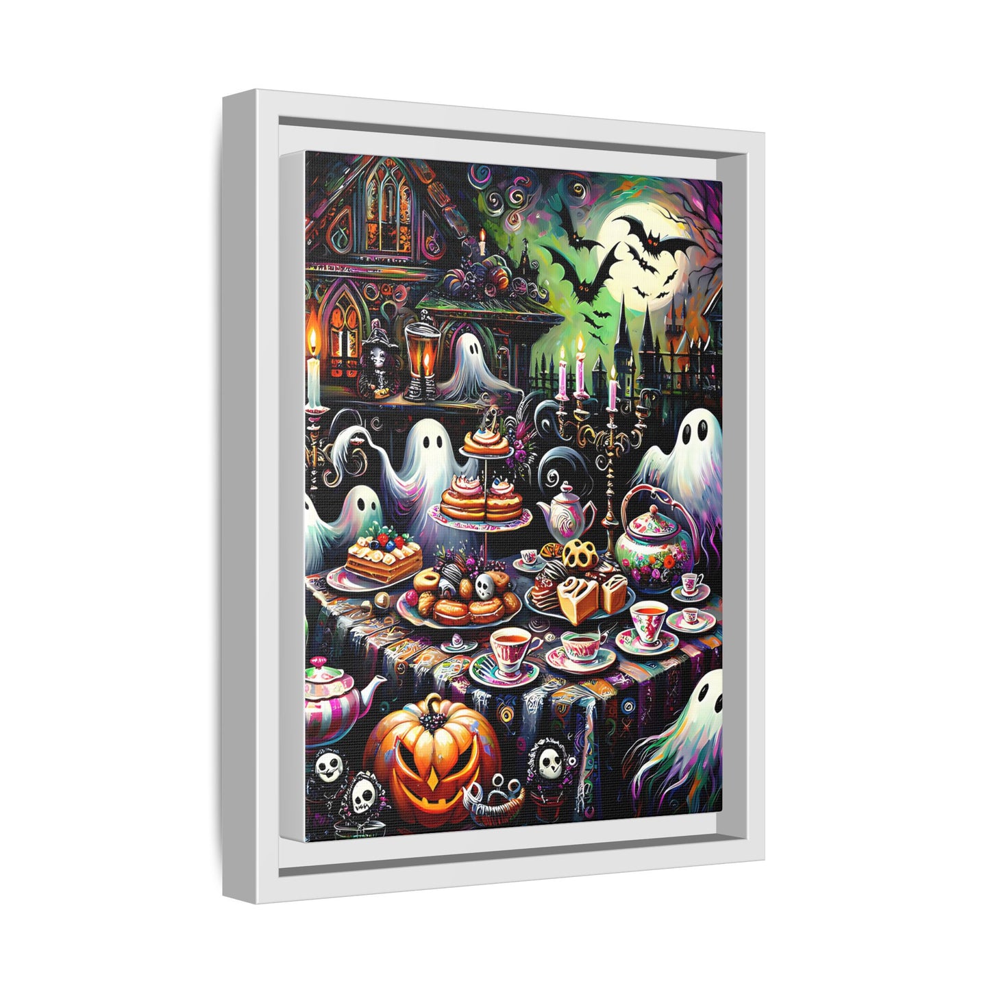 Haunted Tea Party - Gothic Framed Matte Canvas Print