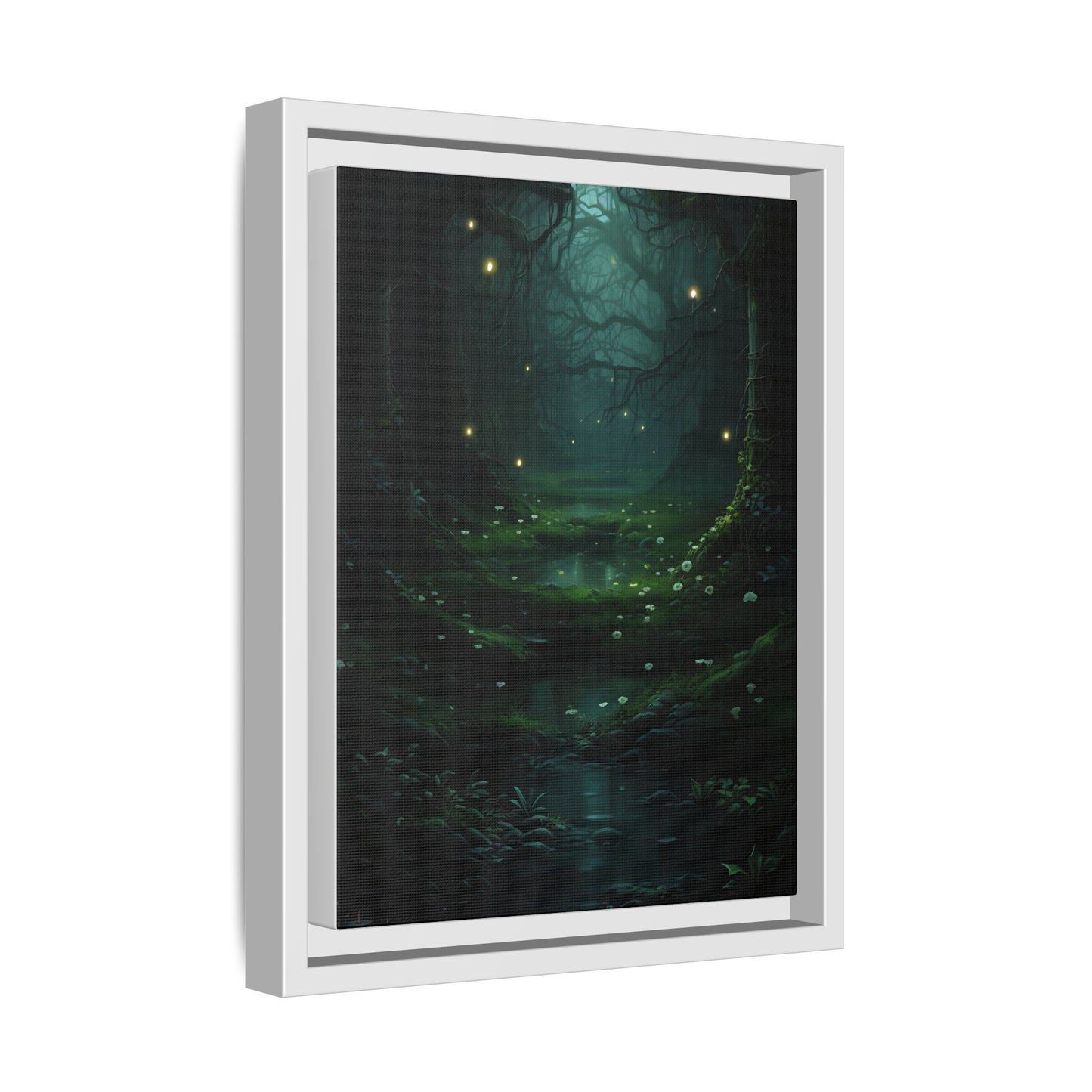 Fireflies and Flowers - Gothic Framed Matte Canvas Print