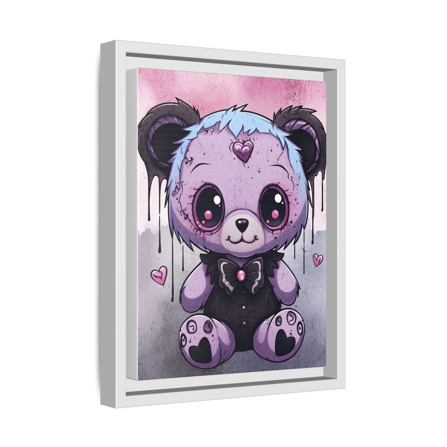 Ethereal Heart Teddy - Gothic Framed Matte Canvas Print