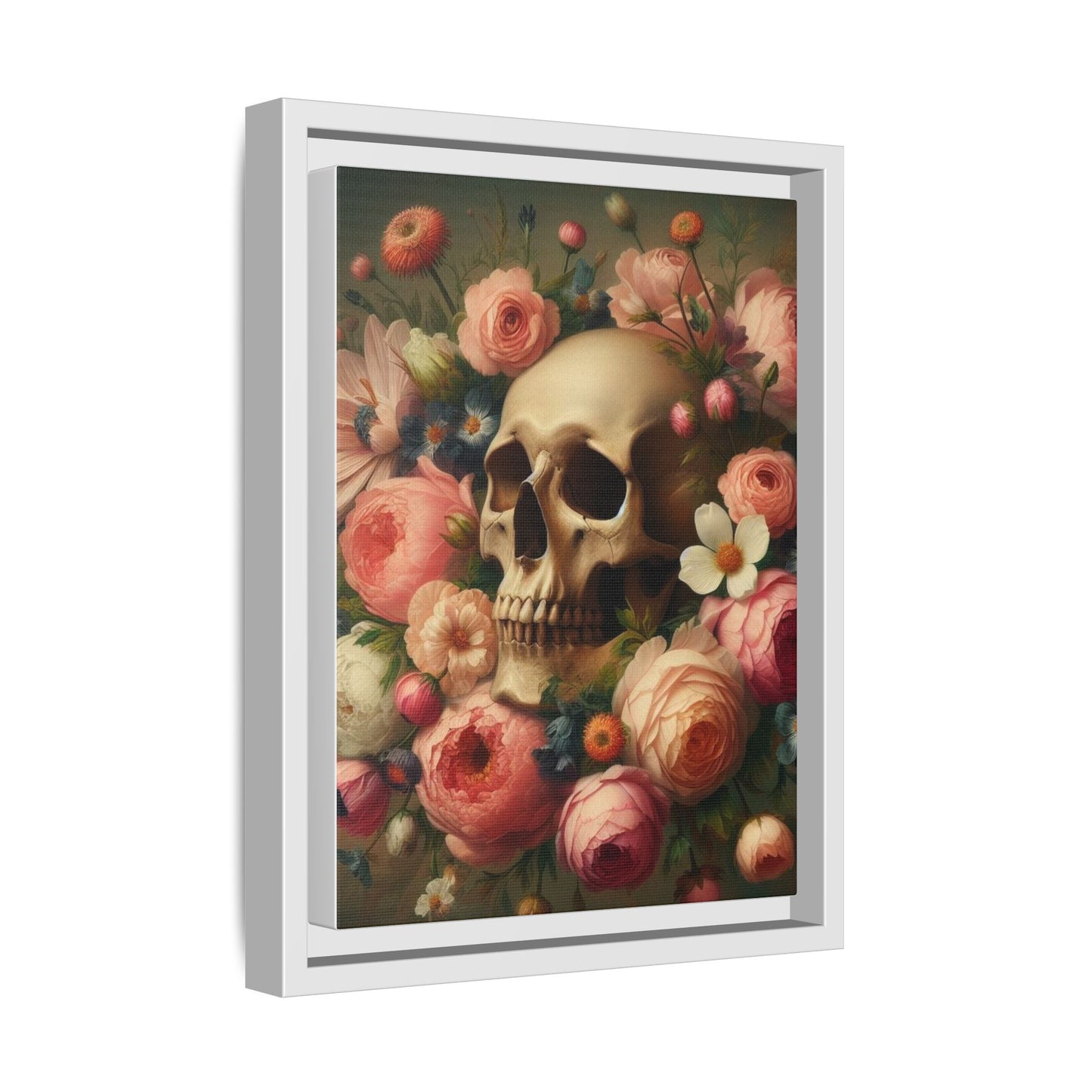 Death in Bloom - Gothic Framed Matte Canvas Print