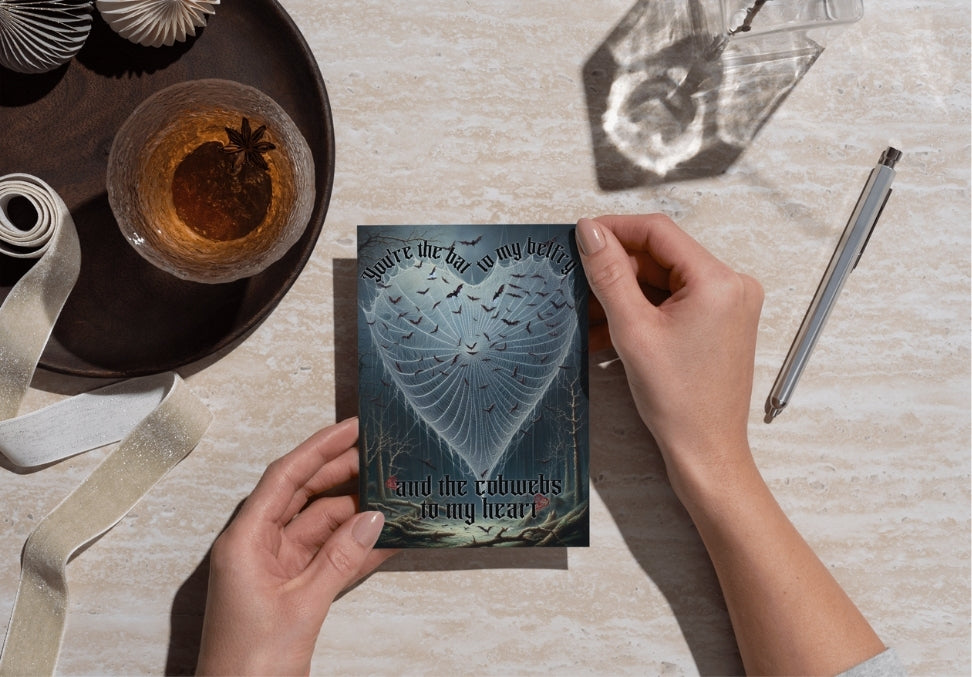 My Cobweb Heart - Alternative Greeting Card for Romantic Goths