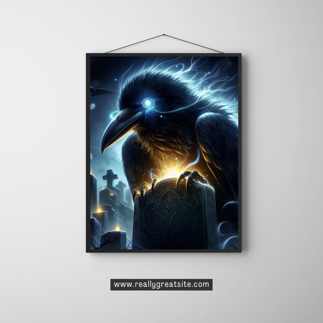 Graveyard Sentinel - Framed Matte Canvas Art