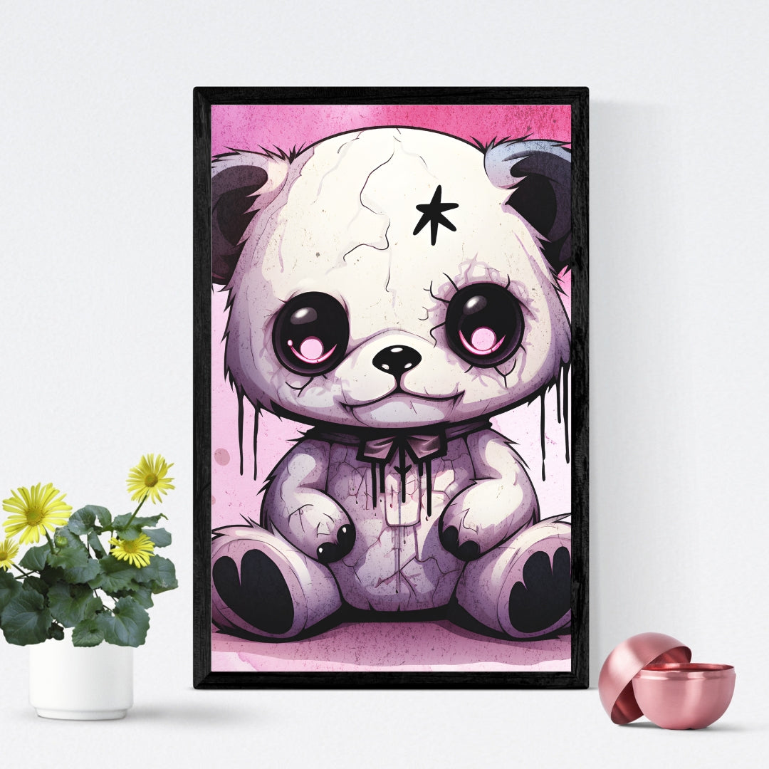 Hauntingly Sweet Teddy - Gothic Framed Matte Canvas Print