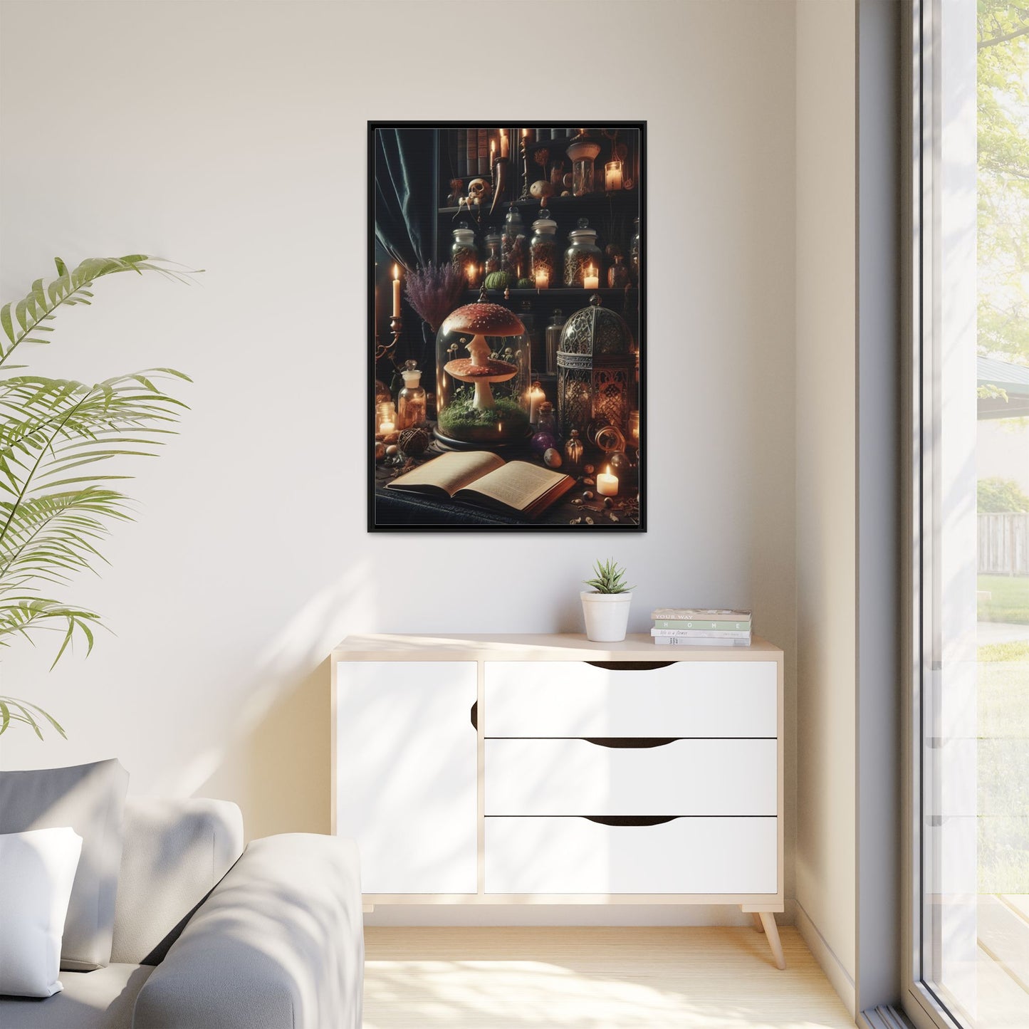 Wiccan Library - Gothic Framed Matte Canvas Print
