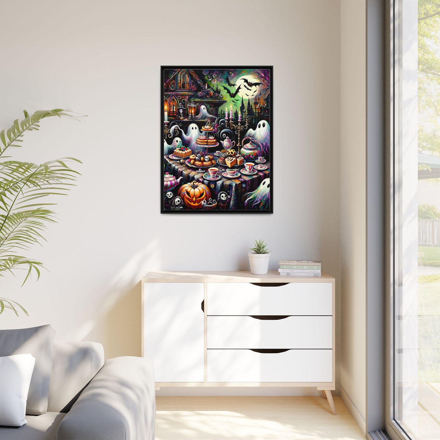 Haunted Tea Party - Gothic Framed Matte Canvas Print