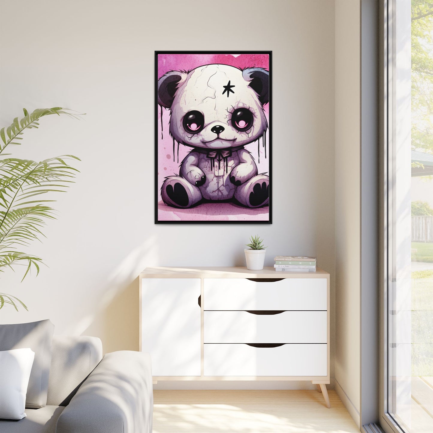 Hauntingly Sweet Teddy - Gothic Framed Matte Canvas Print