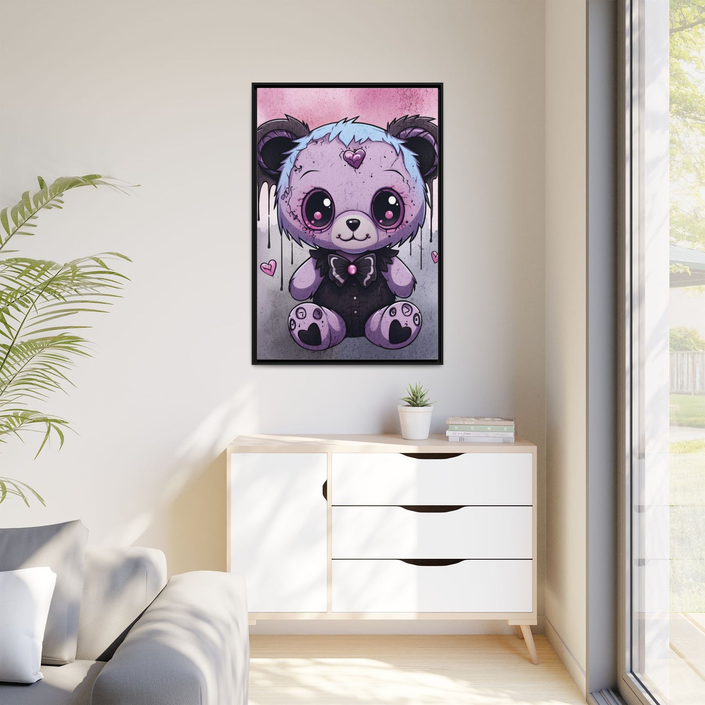 Ethereal Heart Teddy - Gothic Framed Matte Canvas Print