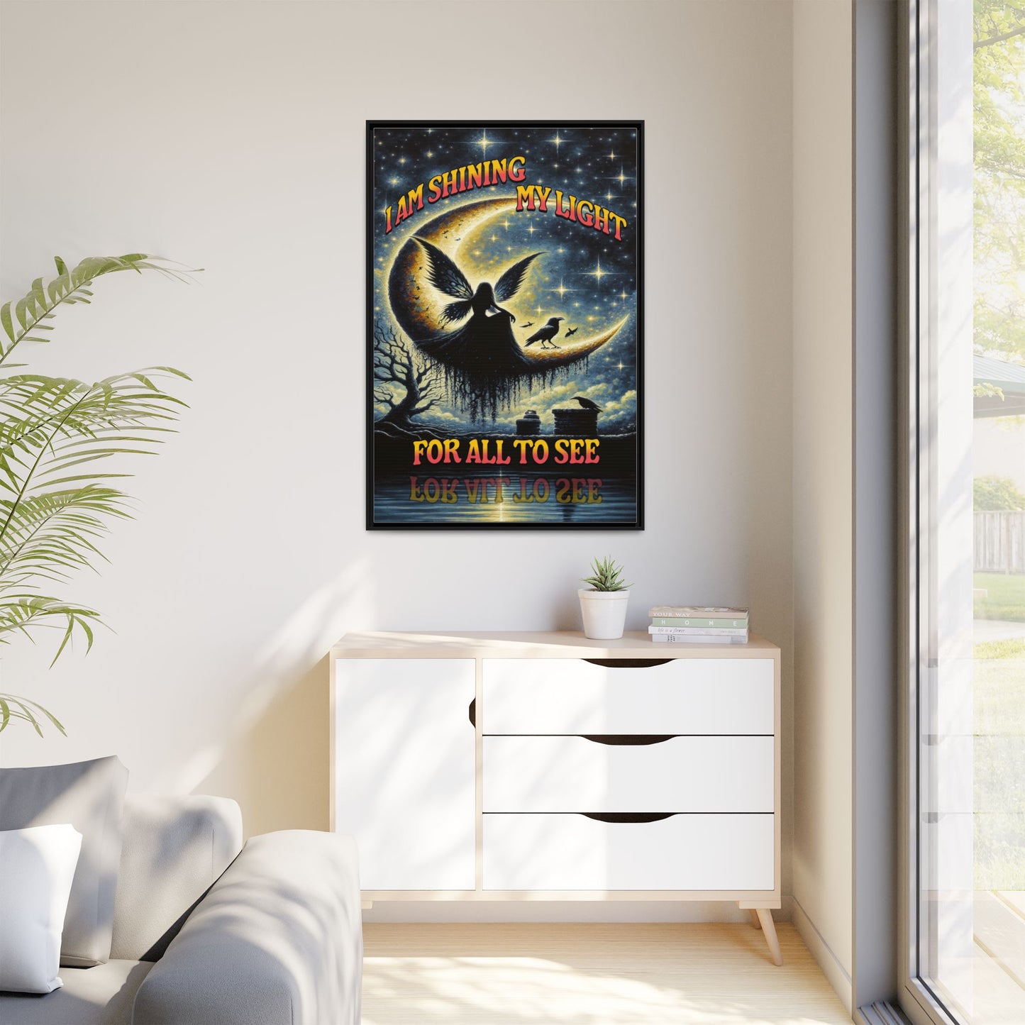 I am Shining my Light - Framed Matte Canvas Wall Art