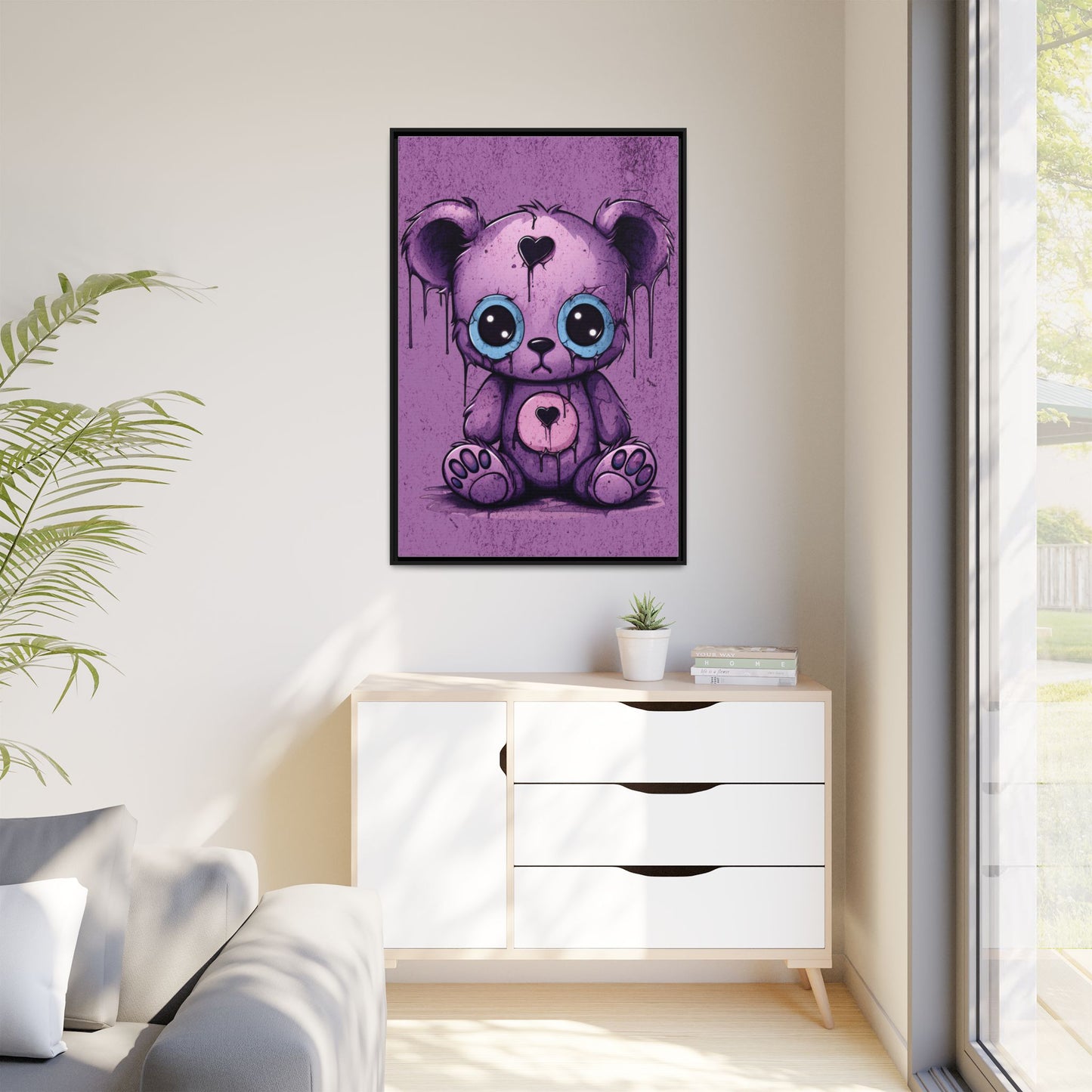 Melancholy Teddy - Framed Matte Canvas Print