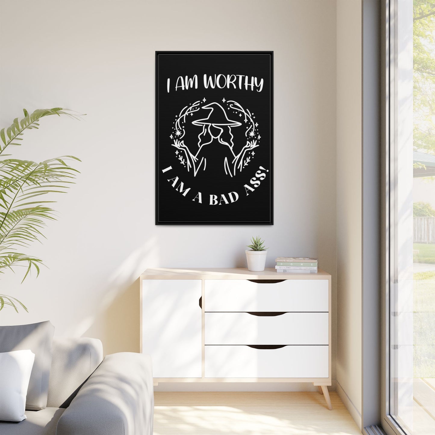 I am Worthy - Gothic Positive Affirmation Framed Matte Canvas Print