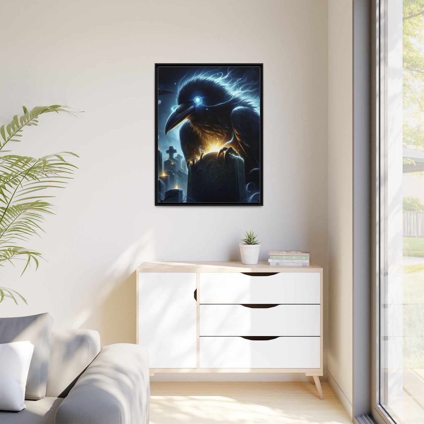 Graveyard Sentinel - Framed Matte Canvas Art