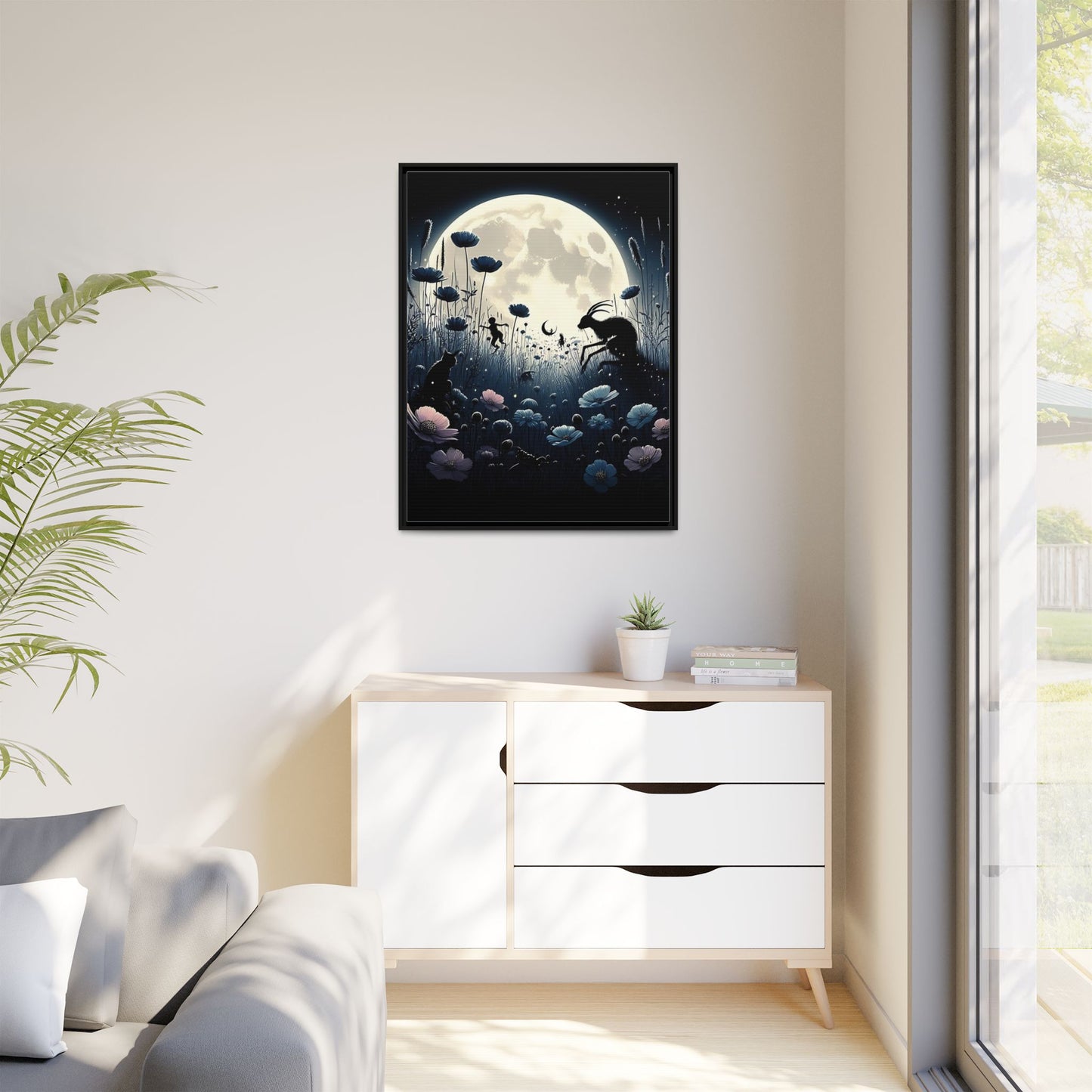 Moonlit Meadow - Gothic Framed Matte Canvas Print