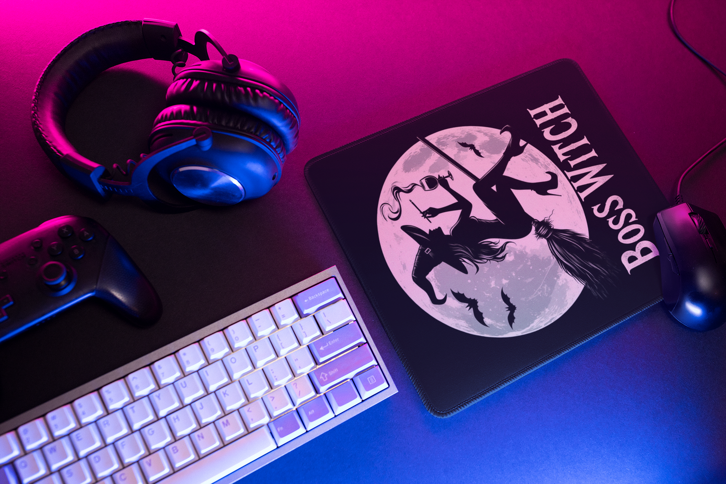Boss Witch - Black - Gothic-Themed Rubber Based Mouse Pad