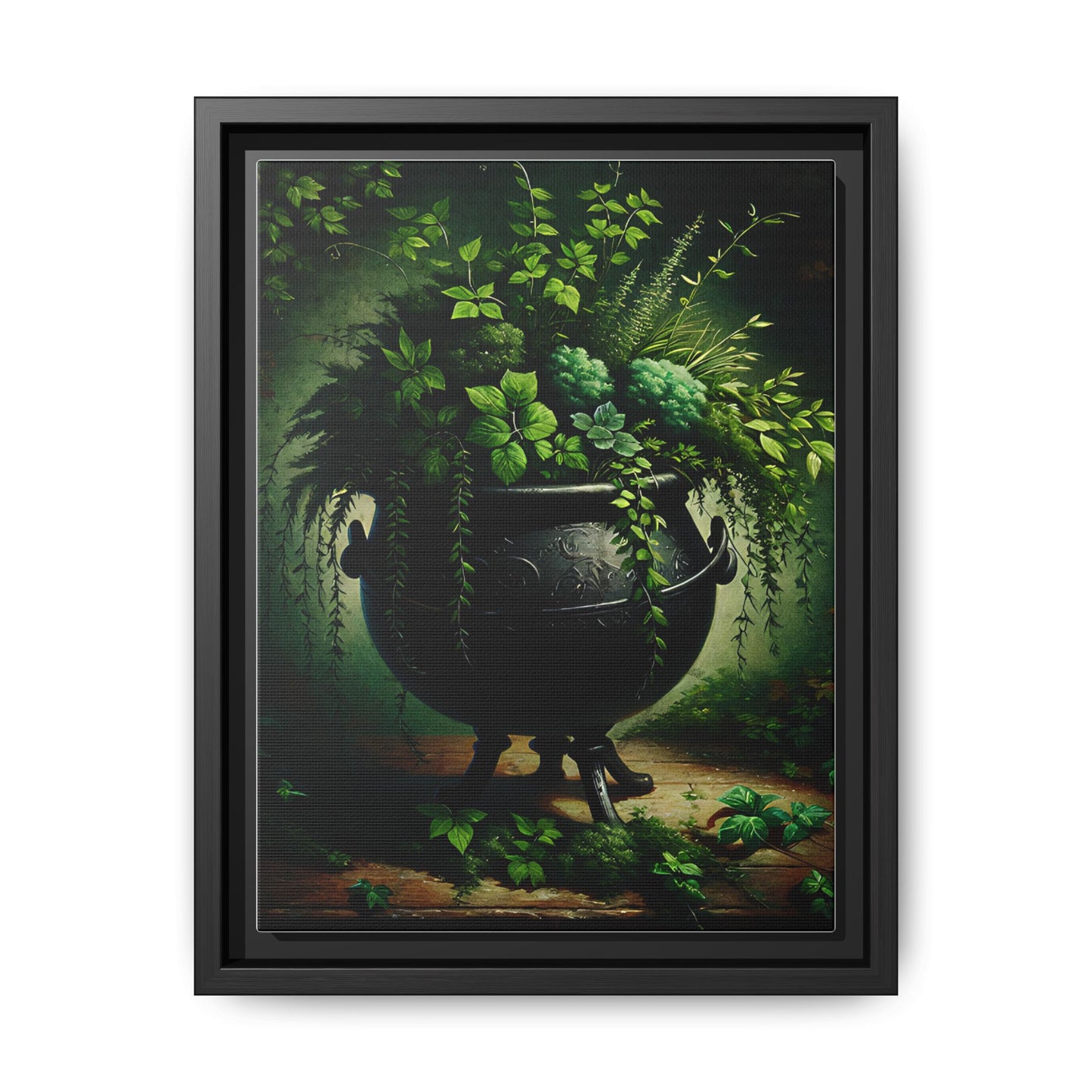Enchanted Cauldron Garden - Framed Matte Canvas Print