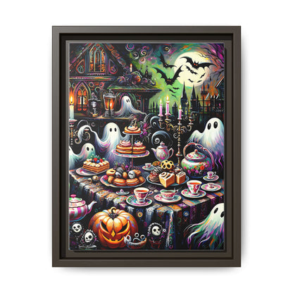 Haunted Tea Party - Gothic Framed Matte Canvas Print