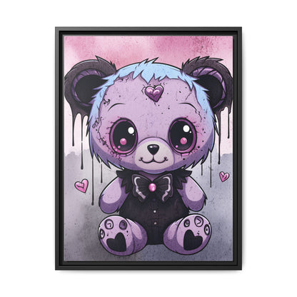 Ethereal Heart Teddy - Gothic Framed Matte Canvas Print