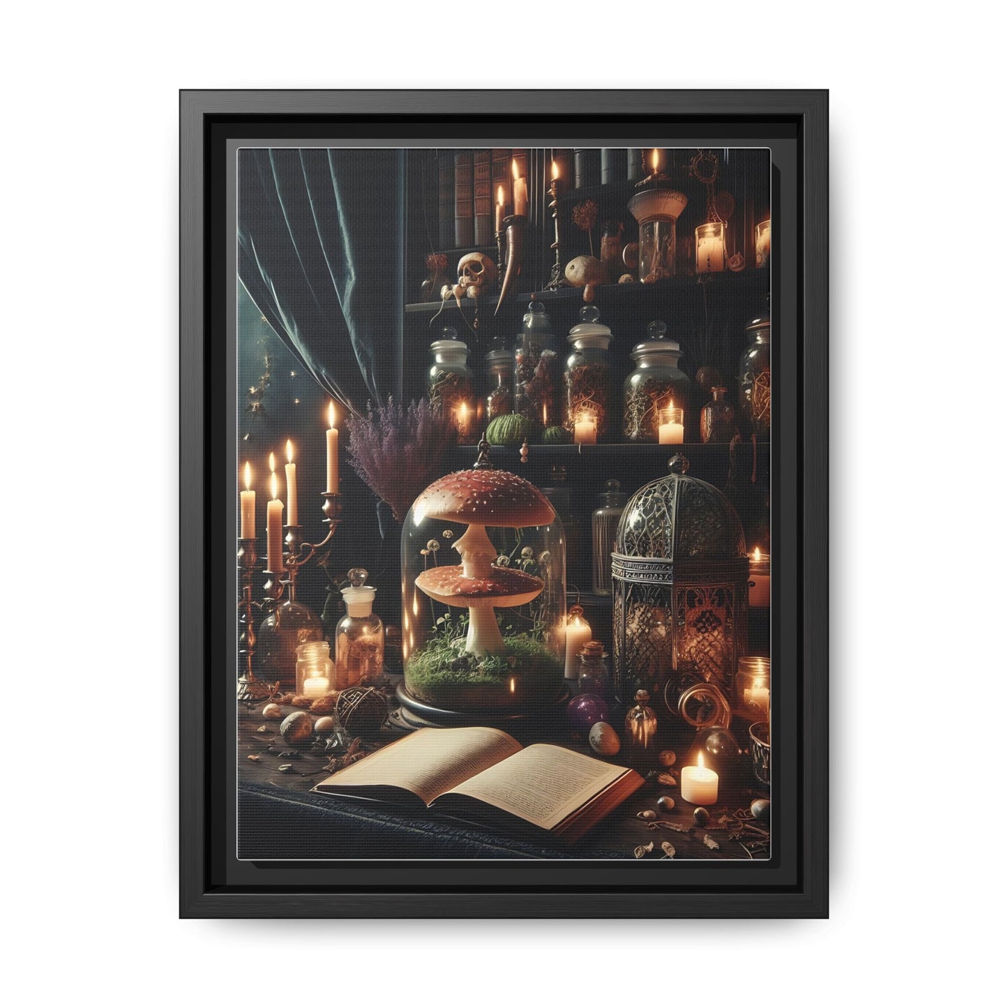 Wiccan Library - Gothic Framed Matte Canvas Print