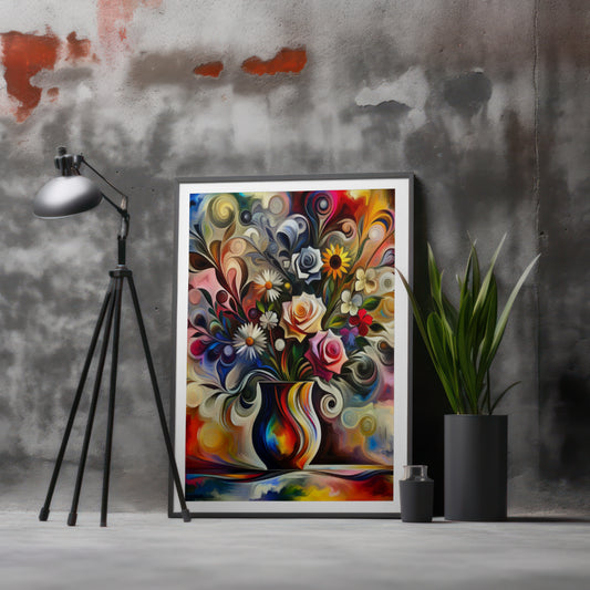 Surreal Blooms - Framed Matte Canvas Print